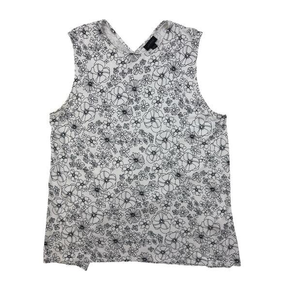 J.Jill Wearever Collection Tank Top Womens XL White Black Floral Flowy - Picture 1 of 14
